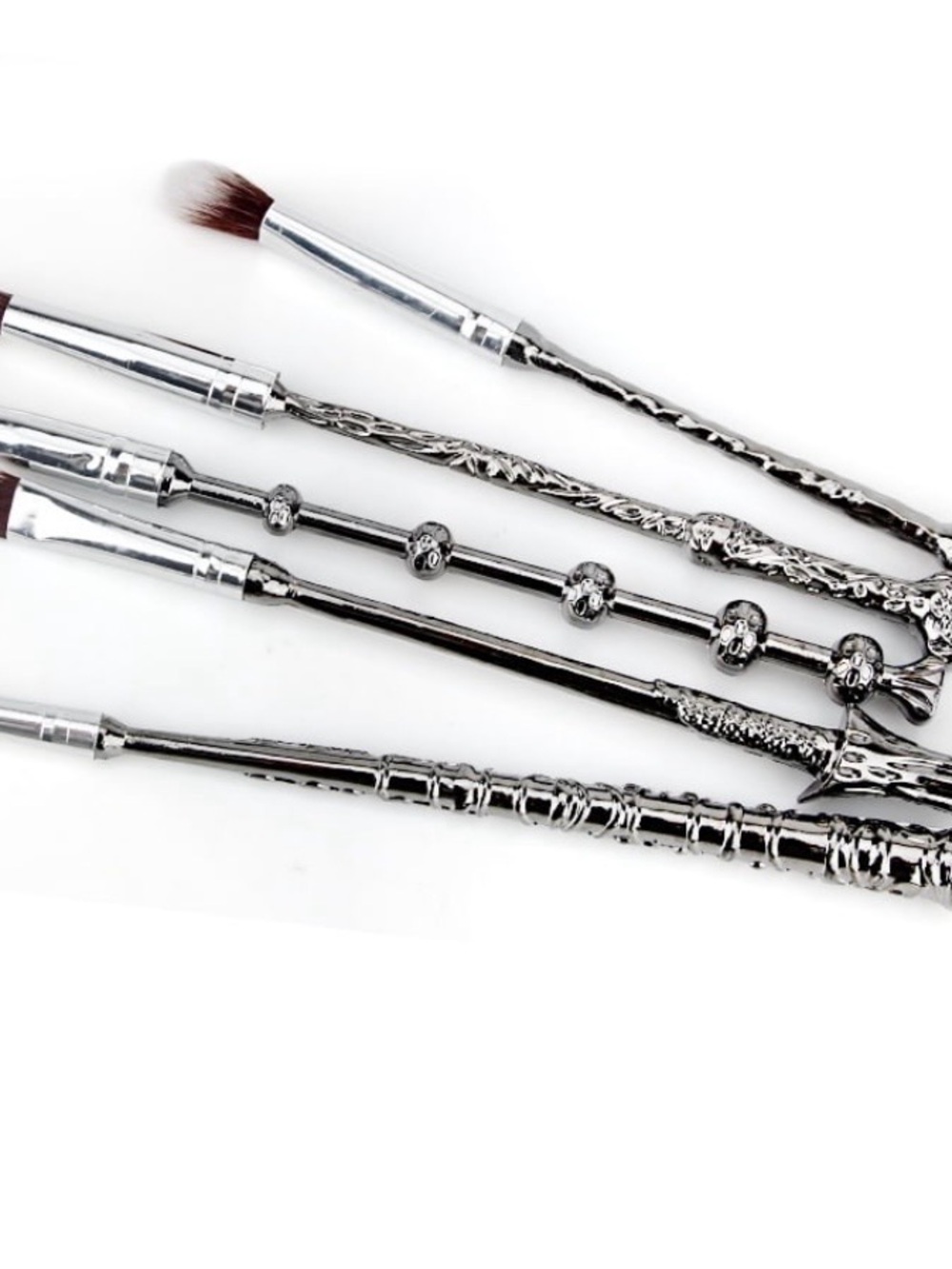 Silver Wizard Wand Makeup Brush Set with Black Velvet Pouch - Picture 5 of 8